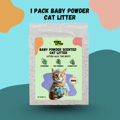 Kooky Baby Powder Scented Cat Litter 2.5kg Flushable Tofu Eco Friendly New Zealand Made - Kooky Kibble Singapore