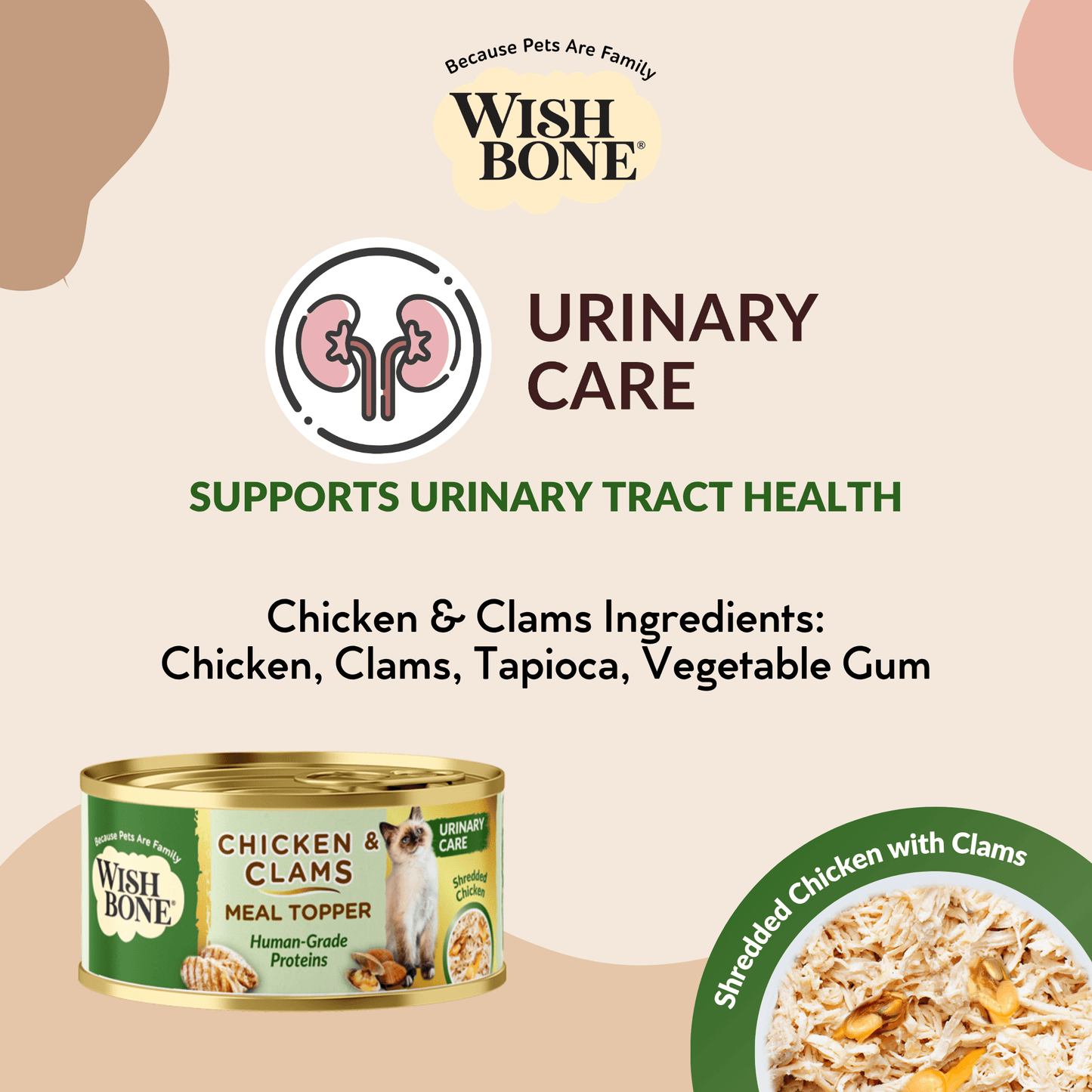 Wishbone Chicken & Clams - Cat Urinary Care Topper in Cans 85g - Kooky Kibble Singapore