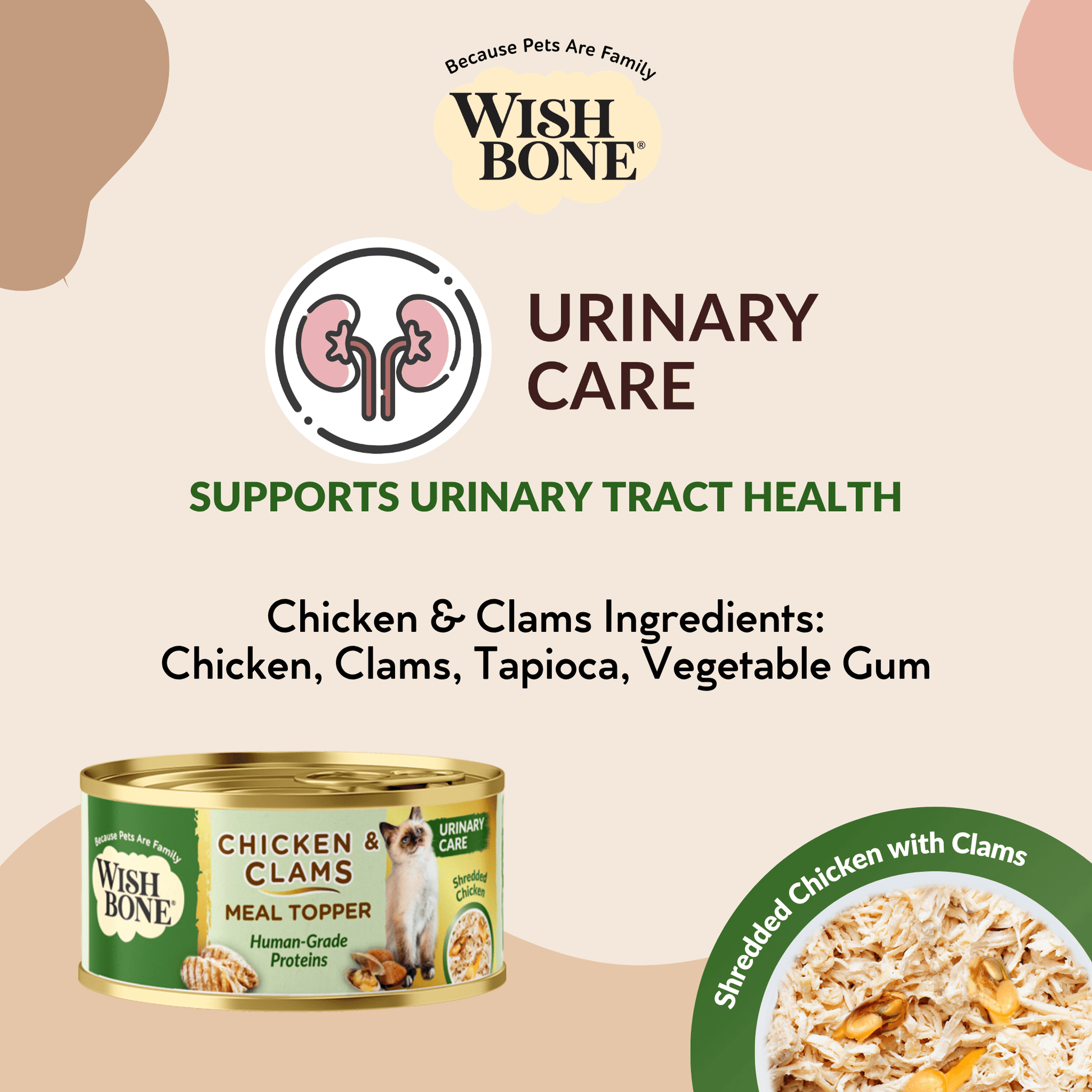 Wishbone Chicken & Clams - Cat Urinary Care Topper in Cans 85g - Kooky Kibble Singapore