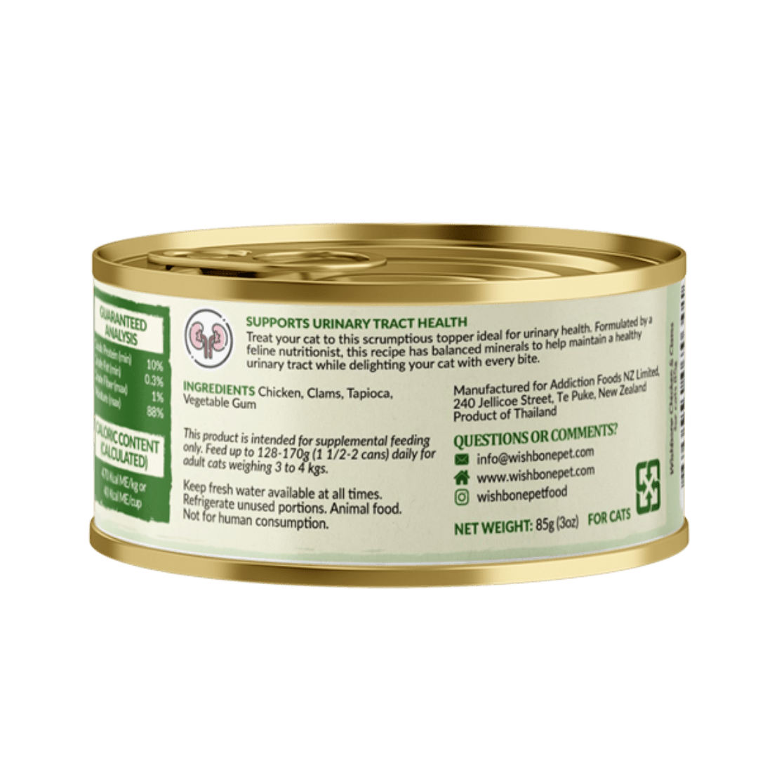 Wishbone Chicken & Clams - Cat Urinary Care Topper in Cans 85g - Kooky Kibble Singapore