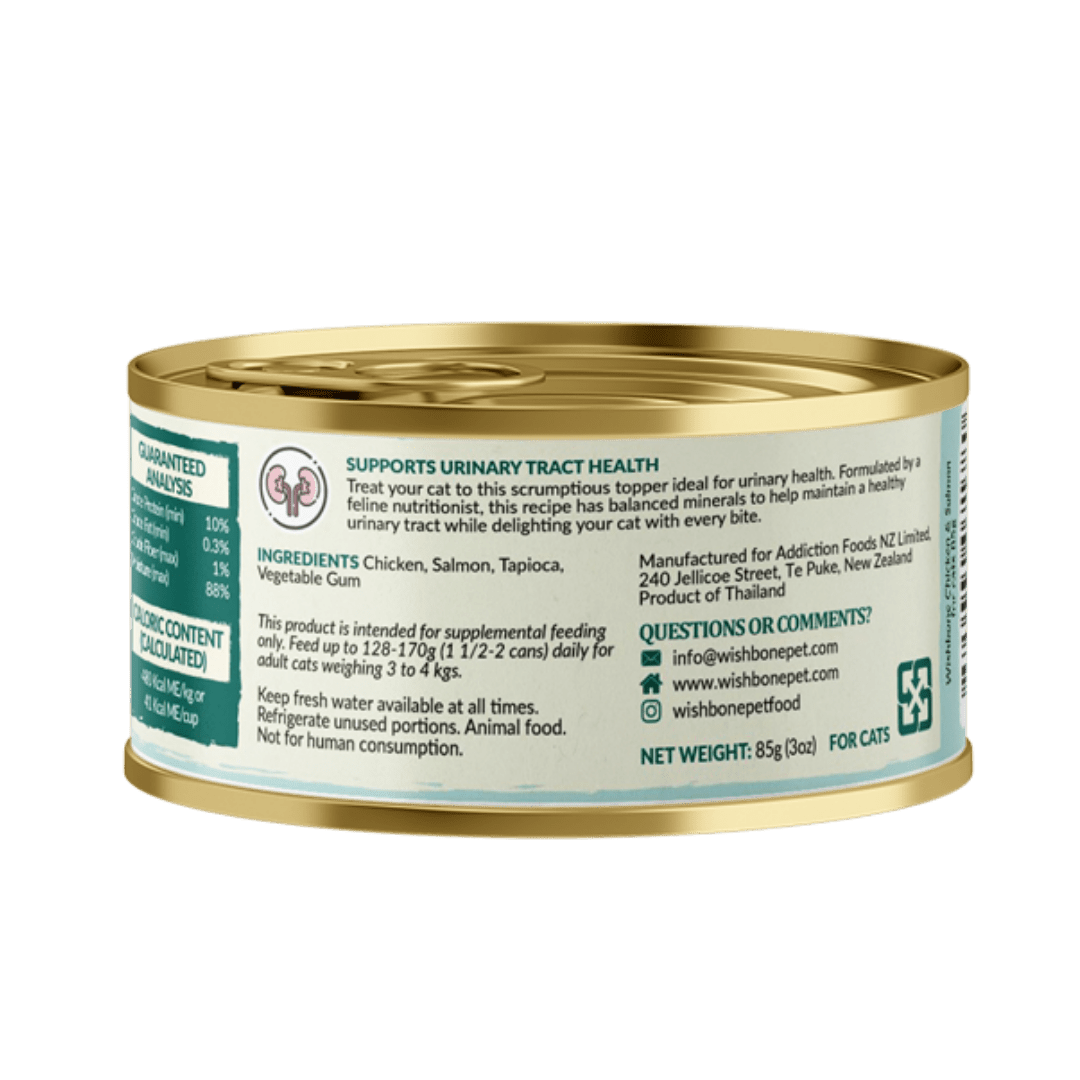 Wishbone Chicken & Salmon - Cat Urinary Care Topper in Cans 85g - Kooky Kibble Singapore