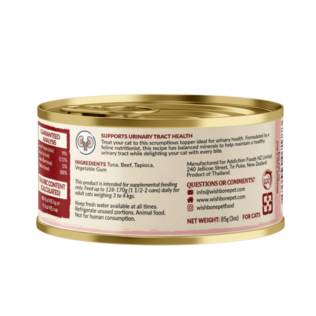 Wishbone Tuna & Beef - Cat Urinary Care Topper in Cans 85g - Kooky Kibble Singapore