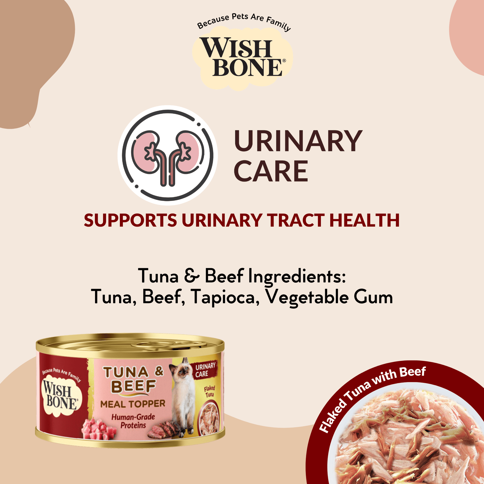 Wishbone Tuna & Beef - Cat Urinary Care Topper in Cans 85g - Kooky Kibble Singapore